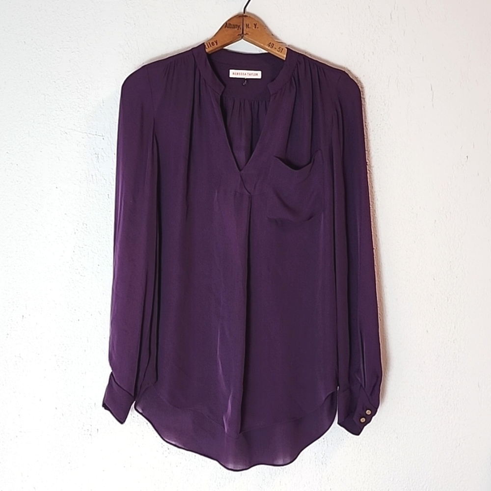 Rebecca Taylor royal purple silk blouse, sz 2